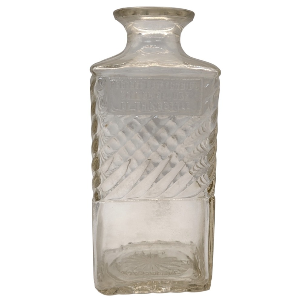 Old Mr Boston Decanter Bottle Swirl Vintage Fine Liquor Clear Textured Glass SEE